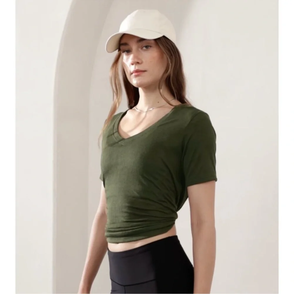 Athleta Olive Green Short Sleeve Tee - Picture 5 of 12